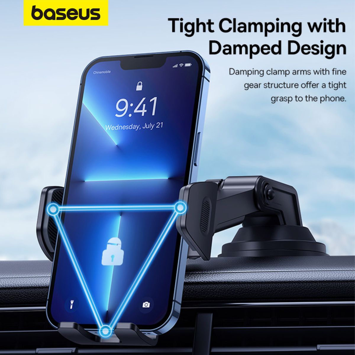 Giá đỡ Baseus UltraControl Go Series Clamp-Type Phone Holder điện thoại xe ô tô -Hàng Chính Hãng