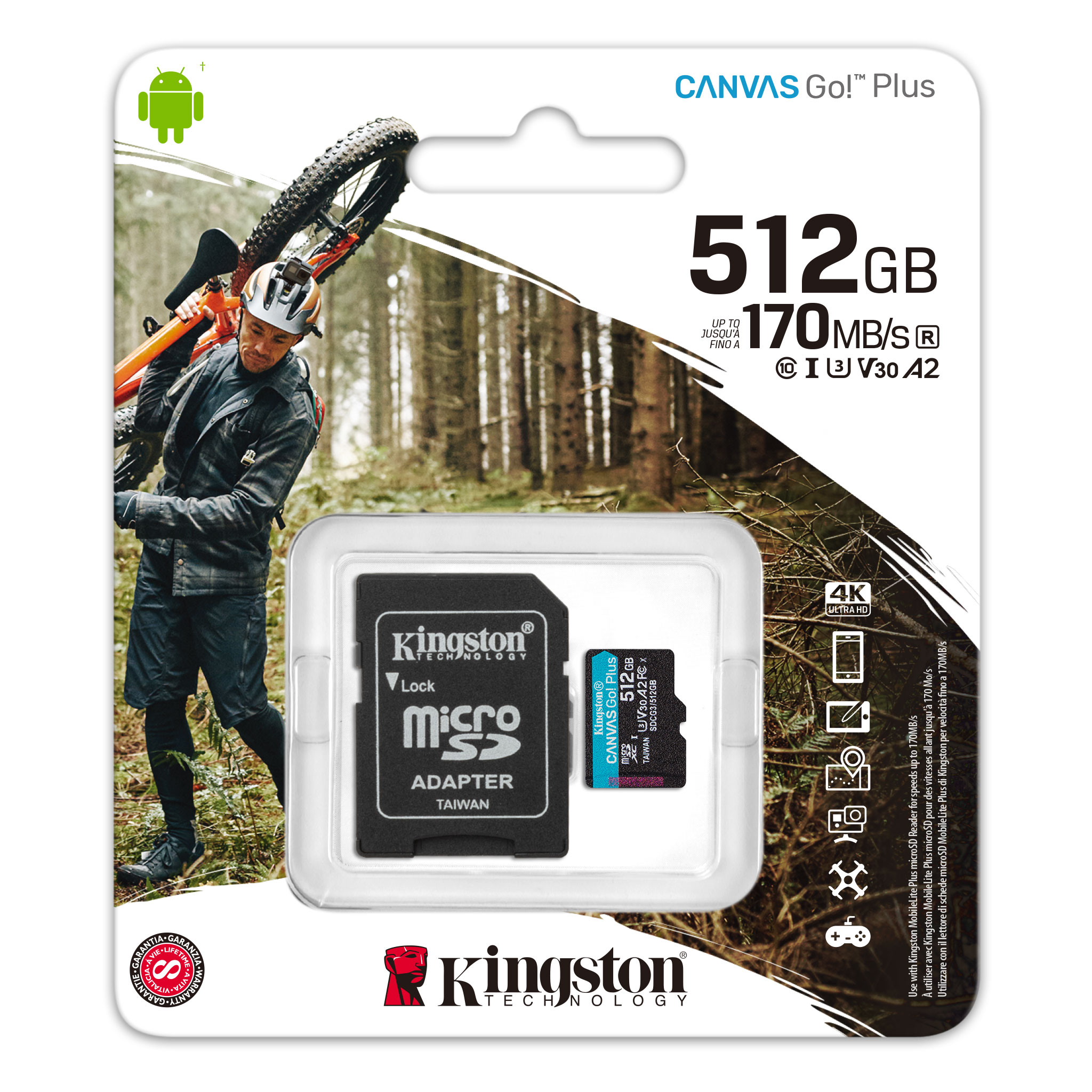 THẺ NHỚ KINGSTON 512GB MICROSDXC CANVAS GO PLUS 170R-ADAPTER- Hàng Chính Hãng