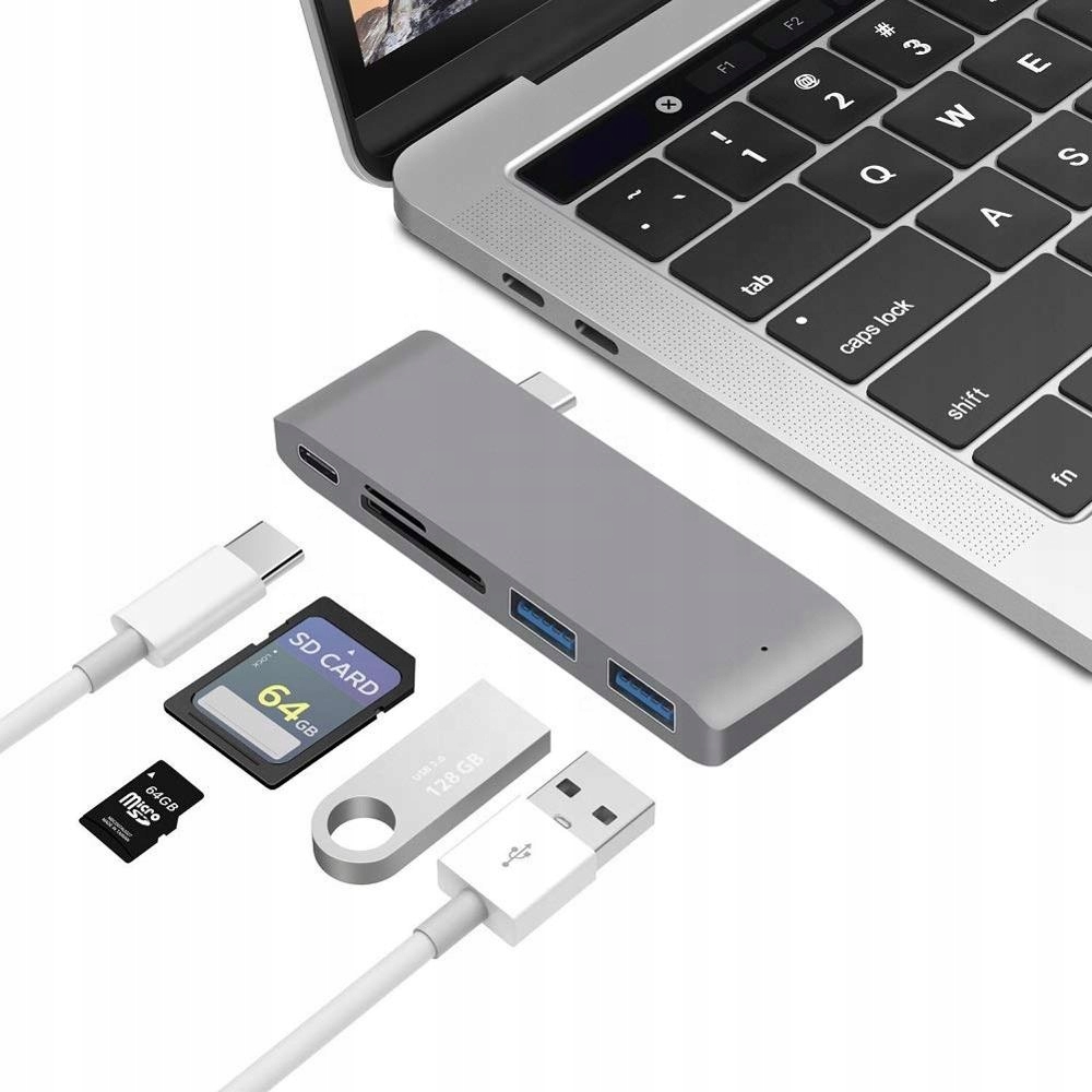 Cổng Chuyển HYPERDRIVE USB TYPE-C 5-IN-1 HUB WITH PASS THROUGH CHARGING FOR 2016 MACBOOK PRO &amp; 12″ MACBOOK, SURFACE - HD21B - HÀNG CHÍNH HÃNG