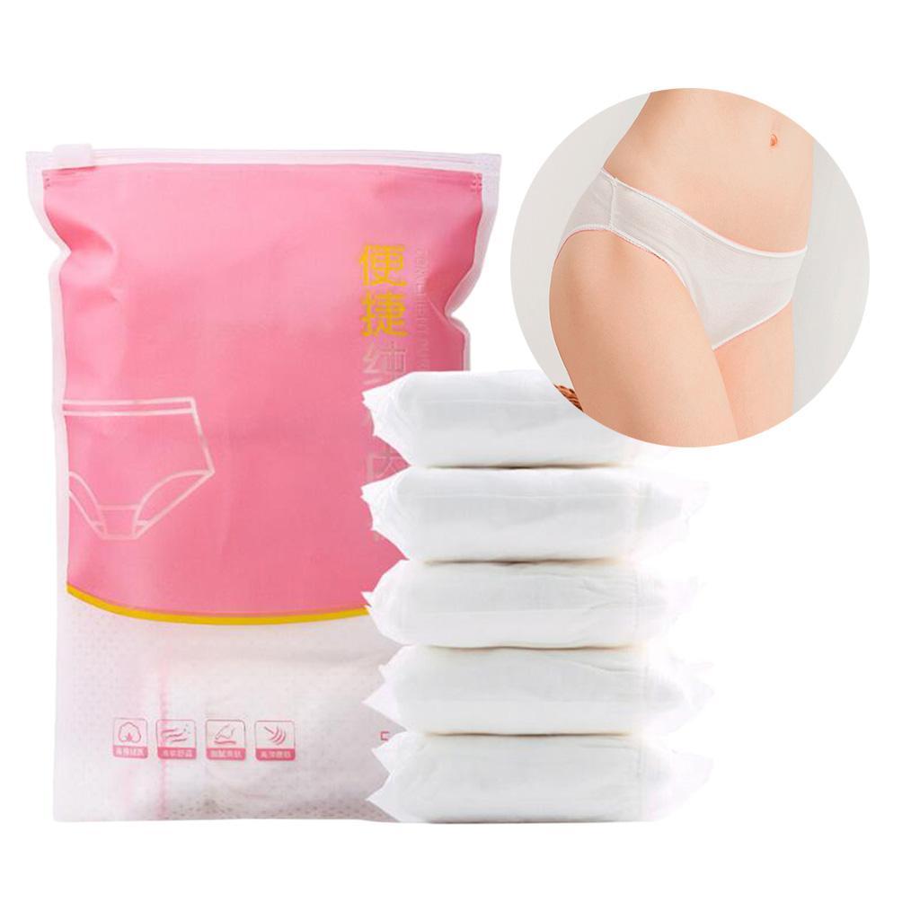 Pack of 5 Women Period Panties Dispoable Incontinence Underwear Cotton Breathable Travel Briefs