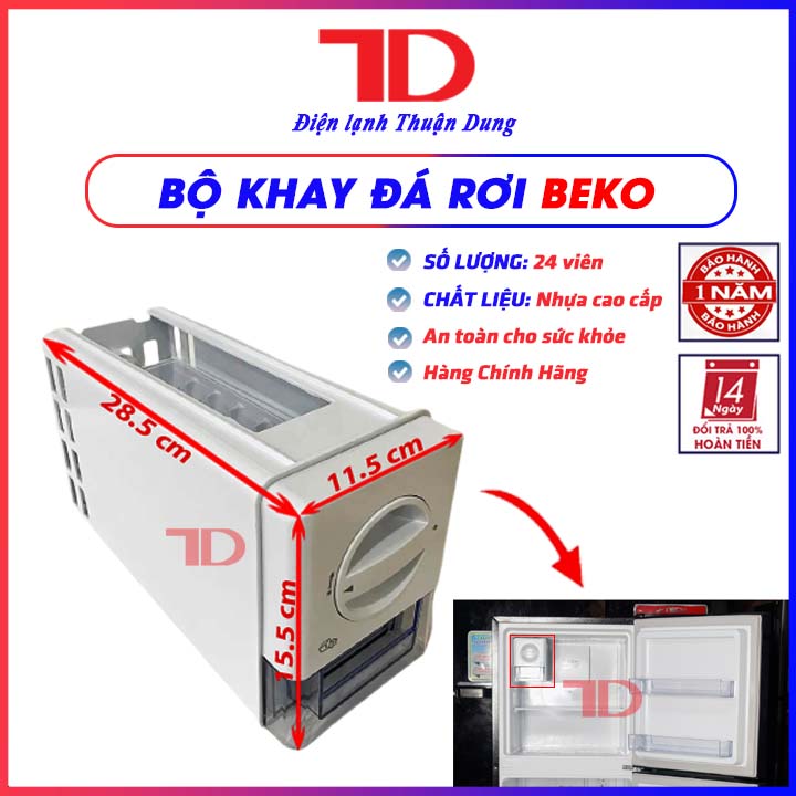 Khay đá xoay cao cấp BEKO, bộ khay làm đá và trữ đá viên có cần xoay hàng chính hãng - Điện Lạnh Thuận Dung