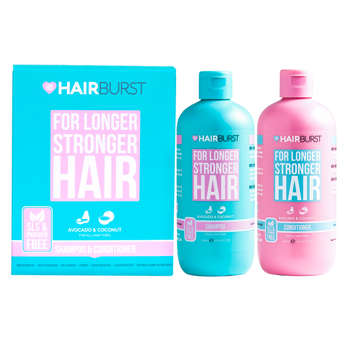 Bộ Dầu Gội Xả HAIRBURST For Longer Stronger Hair Kích Thích Tóc Mọc Dài Chắc Khỏe 350ml