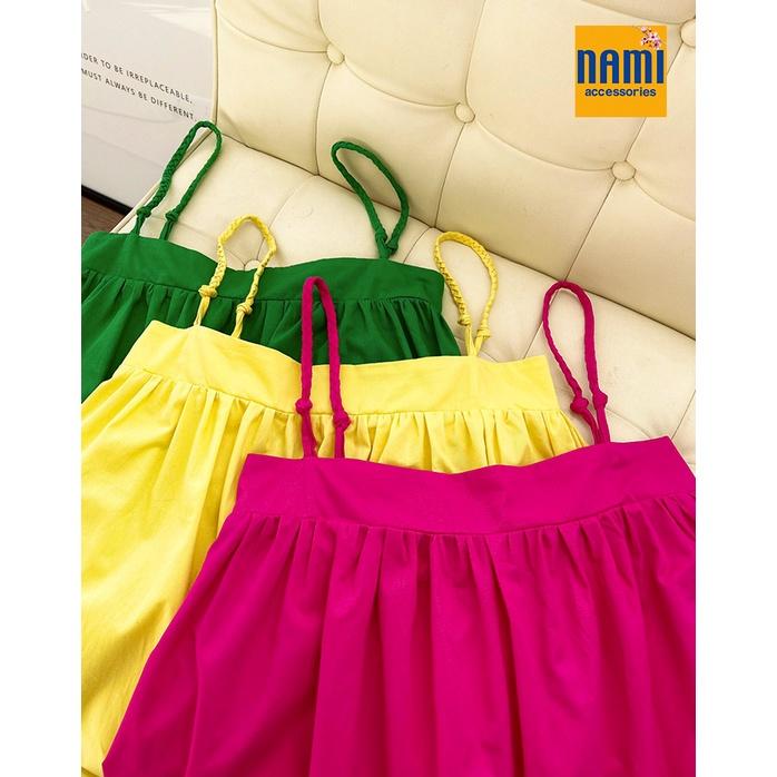 Đầm Babydoll Suông Rộng Dáng Dài Hai Dây Thắt Bím Xinh Xắn Dễ Thương - ATNU040