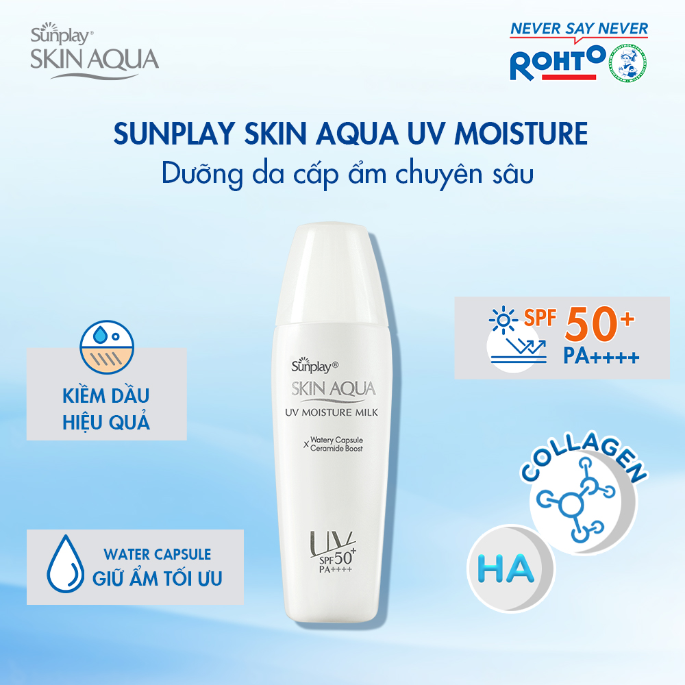 Kem chống nắng Skin Aqua dưỡng ẩm, dạng sữa dùng hàng ngày Sunplay Skin UV Moisture SPF 50, PA++++ 30g