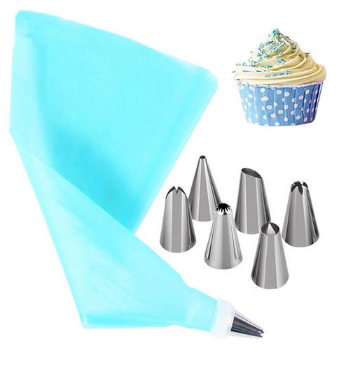 Bộ 6 đui bắt bông kem kèm chốt và túi đựng kem trang trí bánh GD230-BatKem