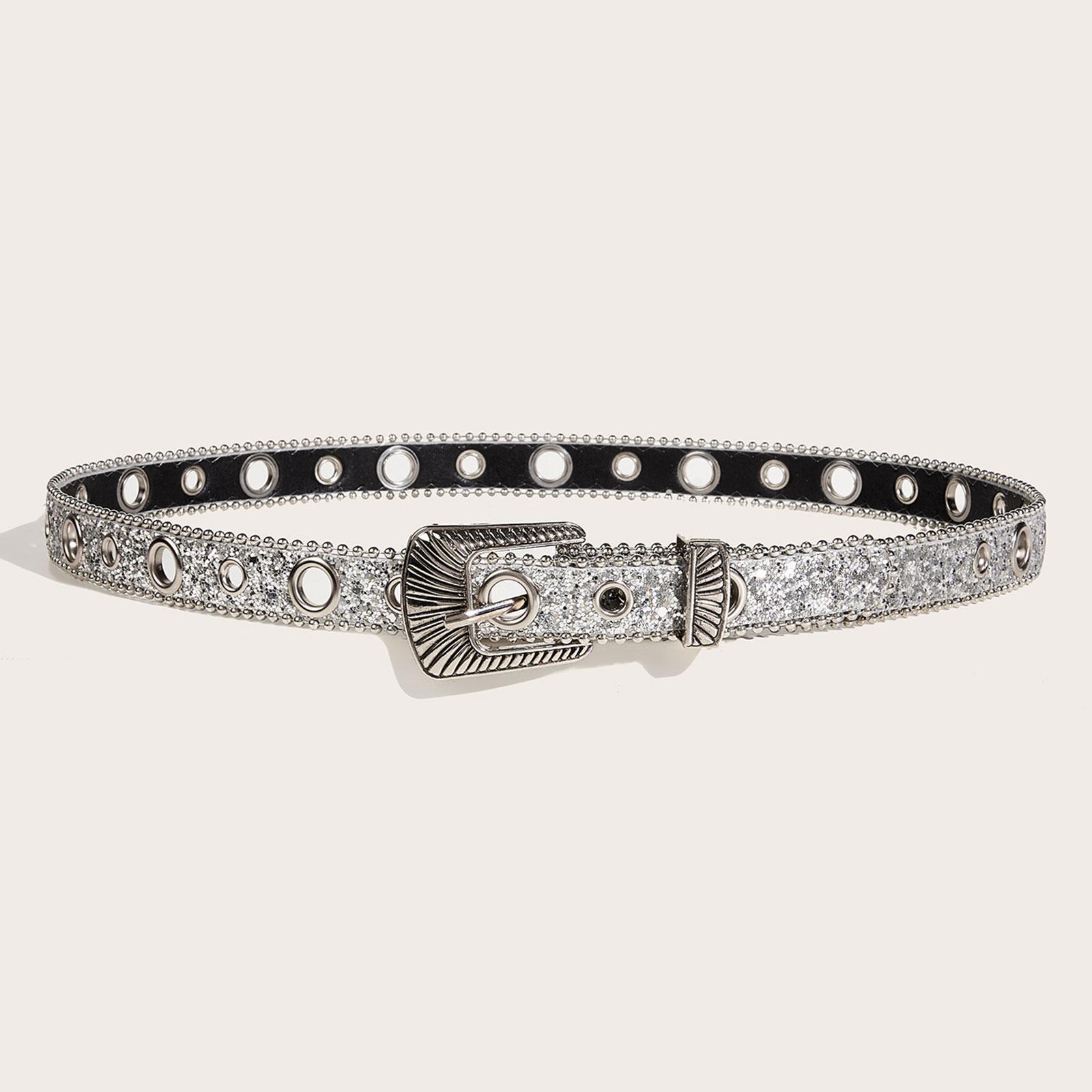 Women PU Leather Waist Belt, Skinny Belt Costume Accessories Casual Sequins Decoration Fashion Belt Pin Buckle Waist Band for Pants, Corset