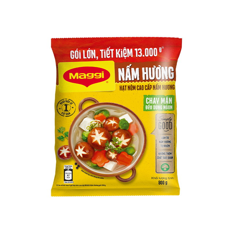 [Tặng Hạt nêm Maggi Nấm hương 200g] Hạt nêm cao cấp MAGGI Nấm Hương gói 800g