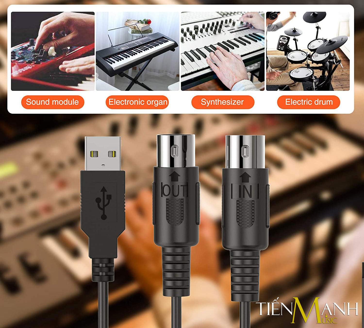 Dây Cáp Midi USB-A DOREMiDi MTU10 Cable Cao Cấp Cho Đàn Piano, Organ, Keyboard MTU-10 Hàng Chính Hãng - Kèm Móng Gẩy DreamMaker