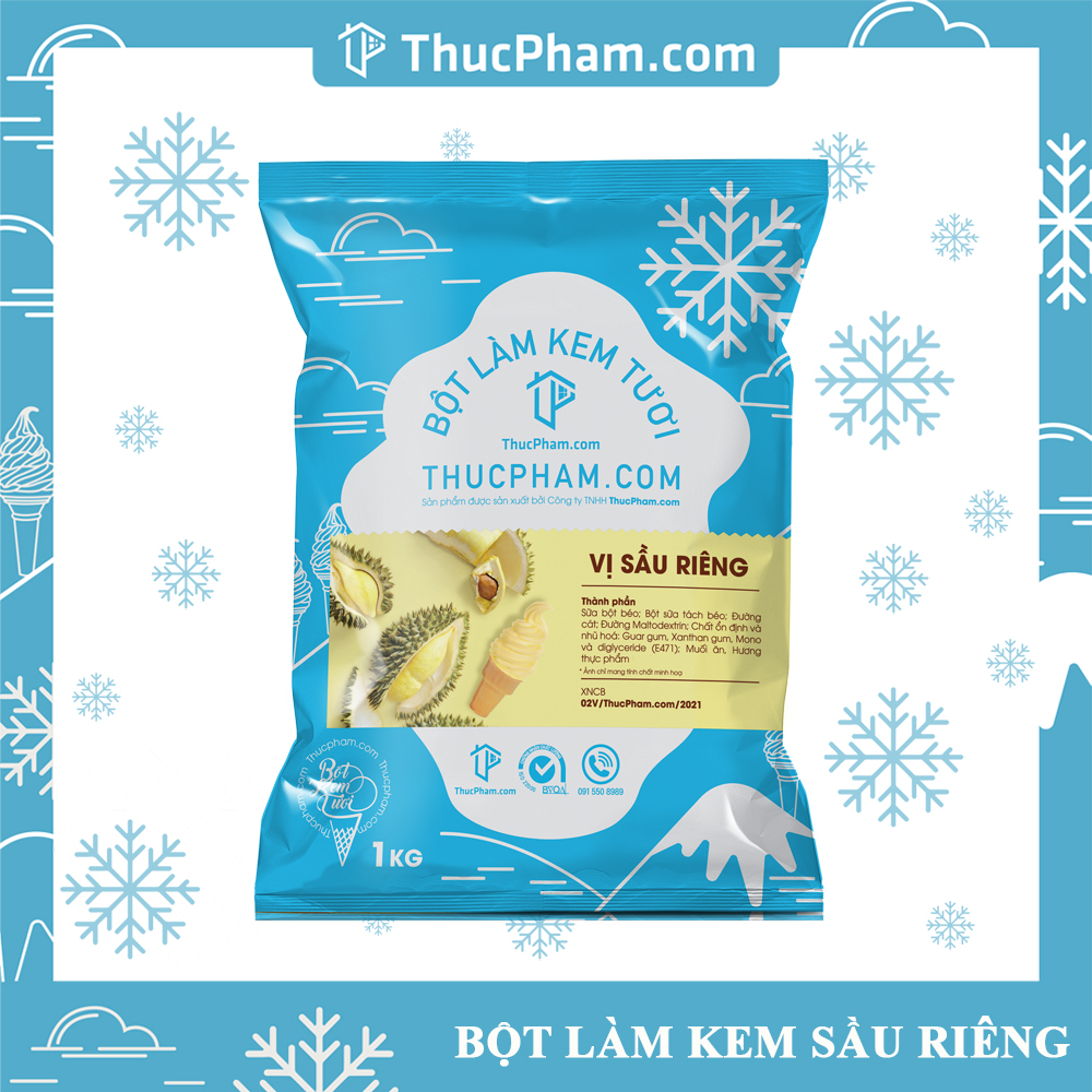 [ĂN BAO GHIỀN❤️] Bột Làm Kem Tươi THUCPHAM.COM Vị Sầu Riêng 1kg - Công Thức Độc Quyền Hương Vị Mới, Không Gắt, Không Hắc