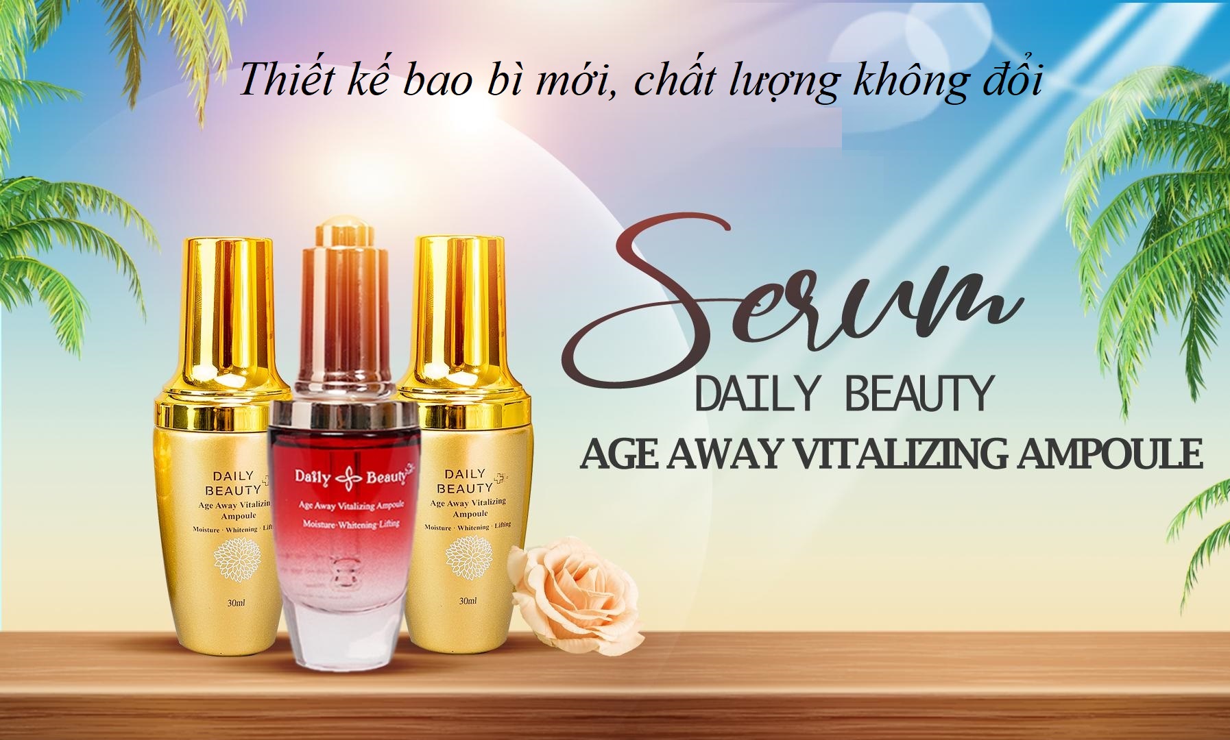 Combo 3 hộp Serum Daily Beauty Age Away Vitalizing Ampoule Đánh Thức Thanh Xuân sản phẩm nhập khẩu chính ngạch Hàn Quốc