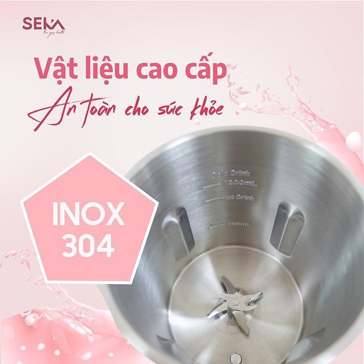 Máy Làm Sữa Hạt Mini Đa Năng 8 in 1 SEKA SK320 PRO 1,2 Lít Lưỡi Dao 10 Cánh - Hàng Chính Hãng