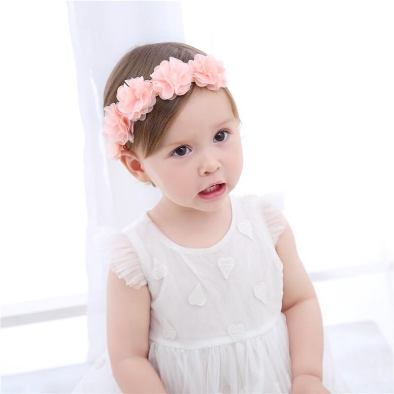 Băng đô cho bé gái tiểu thư dễ thương, Turban hoa cho bé