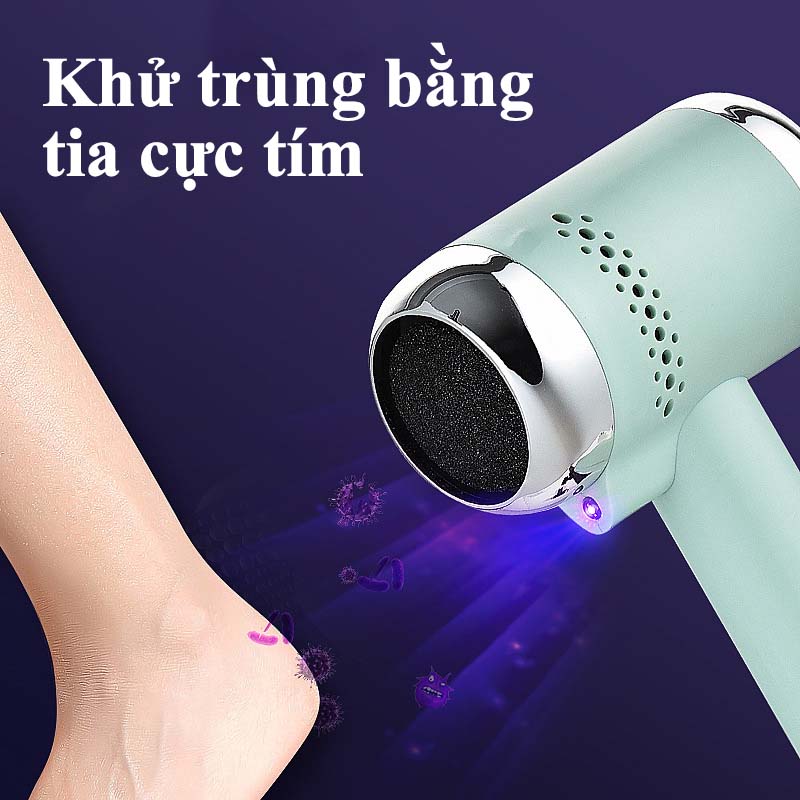 Máy Chà Gót Chân 2 Đầu Mài Cao Cấp Siêu Sạch Tẩy Tế Bào Chết Cho Tiệm Nail Cá Nhân Tại Nhà Có Đèn Tia Cực Tím Khử Trùng Chống Nước Chà Gót Chân Tích Hợp Quạt Hút Tiện Lợi Tẩy Da Chết Gót Chân