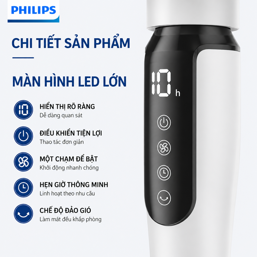 Quạt tuần hoàn không khí 8 cấp độ gió động cơ biến tần DC thương hiệu Hà Lan Philips ACR2246CFD Serial 2000 - Hàng chính hãng