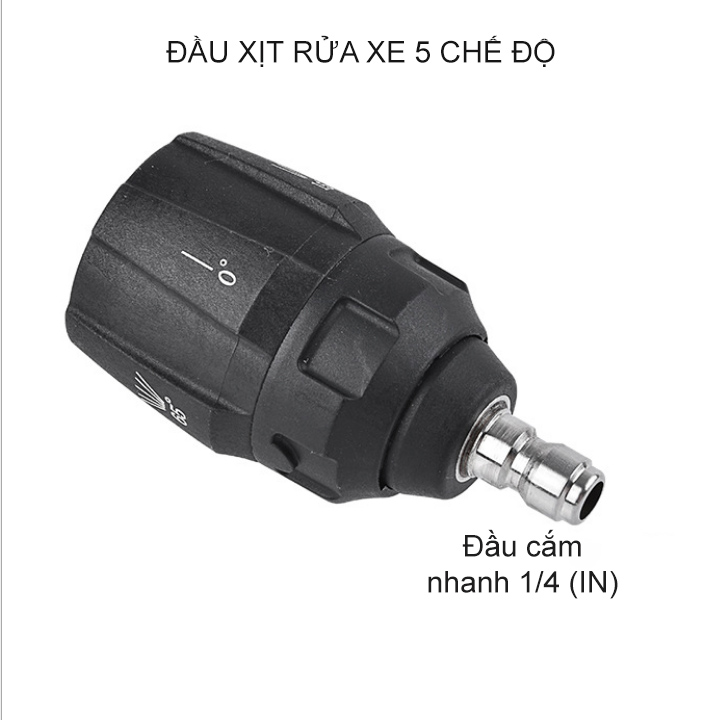 Bec rửa xe phun áp lực cao 5 chế độ, gắn tay rửa xe, kết nối nhanh 1/4 Inch bằng inox-đồng