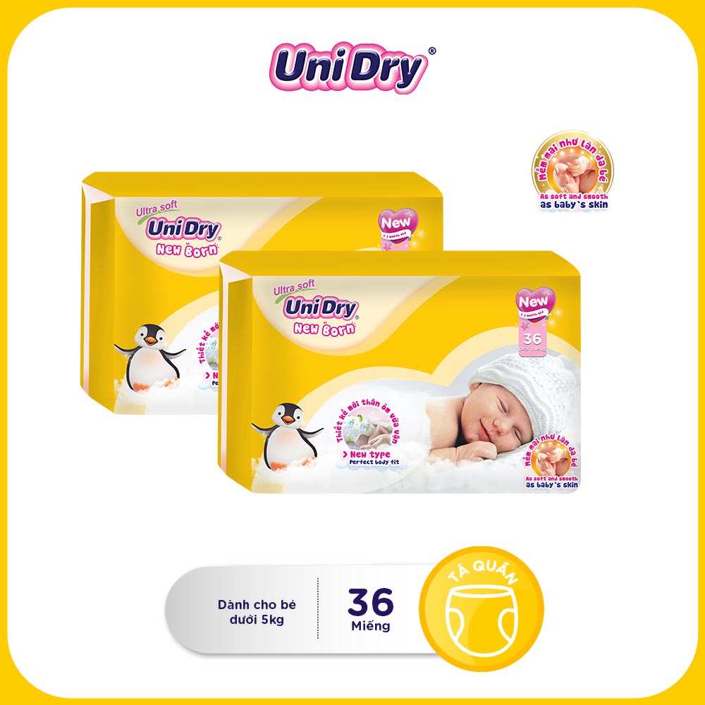 Combo 2 tã dán sơ sinh UniDry Newborn 36 miếng