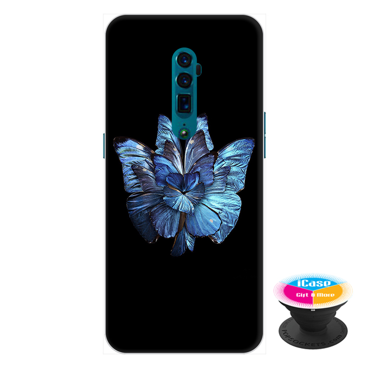 Ốp lưng điện thoại Oppo Reno 10X Zoom hình Bướm Xanh tặng kèm giá đỡ điện thoại iCase xinh xắn - Hàng chính hãng