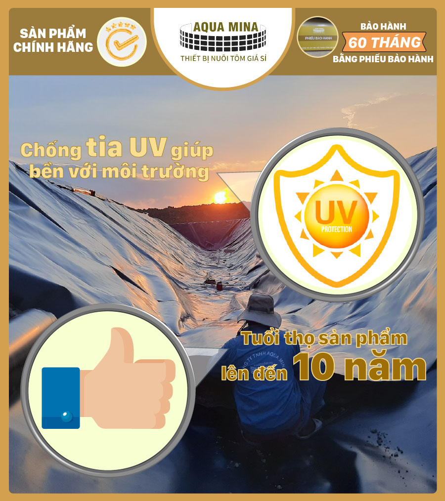 Bạt nhựa HDPE lót ao hồ, làm vườn thác, nuôi thủy sản , Dày: 0,3mm, 0,5mm, 0,75mm, Cắt size theo yêu cầu, Bảo hành 5 năm