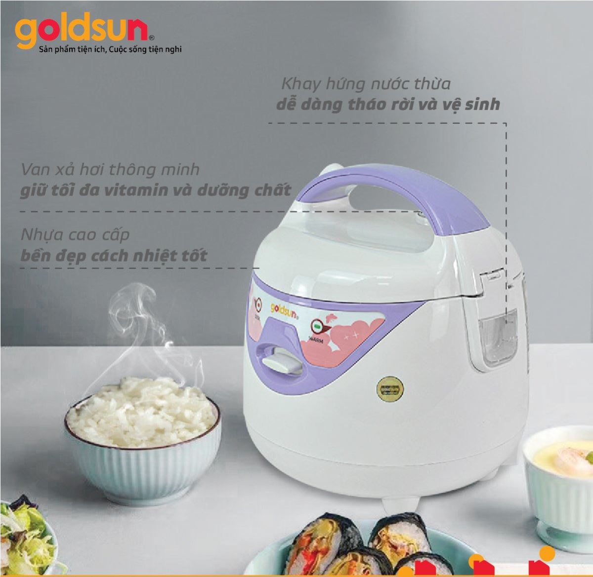 Nồi cơm điện 3D Goldsun GRC5010 - Hàng Chính Hãng