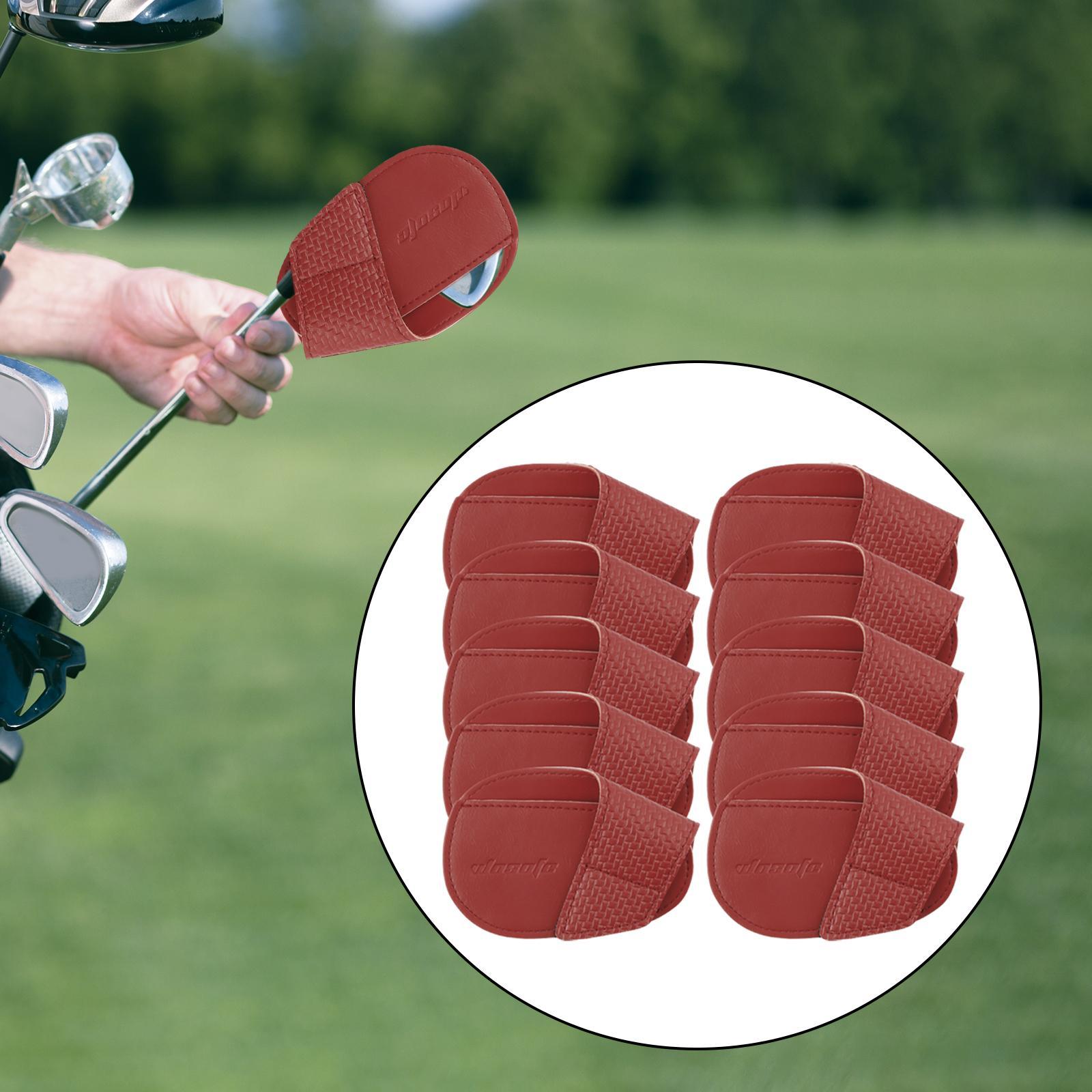 10x Golf Club Headcovers PU Leather Golfer Gift Durable Golf Iron Covers Set