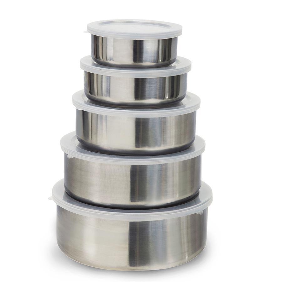 BỘ 5 THỐ INOX CAO CẤP CÓ NẮP ĐẬY - TIỆN LỢI - Size 12-18CM
