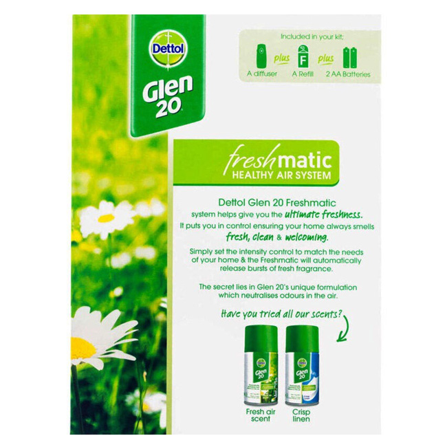 Bình Xịt Diệt Khuẩn Dettol Glen 20 Freshmatic Refill Fresh Air Scent  Tặng Kèm Máy Khuếch Tán Tự Động 174g của Úc