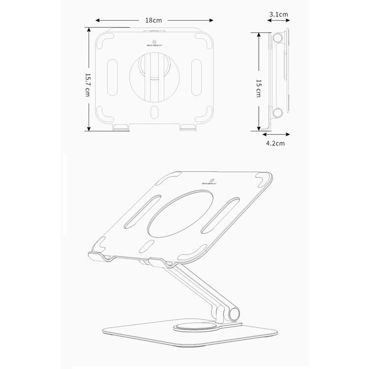 Giá đỡ ipad, máy tính bảng Stand Boneruy chân đế xoay 360 độ chắc chắn từ hơp kim nhôm cao cấp