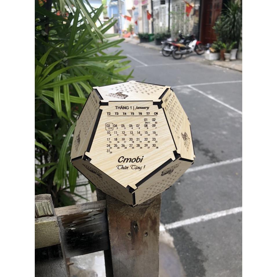 Lịch Ngũ Giác 12 tháng 2022 - đường kính 15 cm - Khắc tên + hình Ảnh