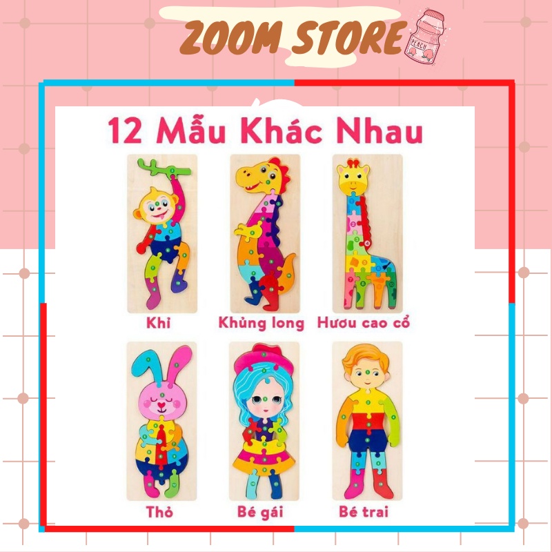 Đồ chơi gỗ trí tuệ tranh ghép nối 10 số ghép chất lượng cho bé ZoomStore