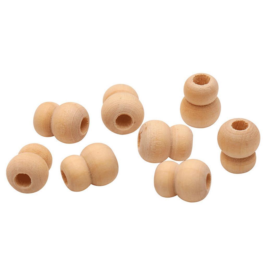 50x Gourd Wood Beads with Hole Spacer Beads Charms Jewelry Making Beading Craft