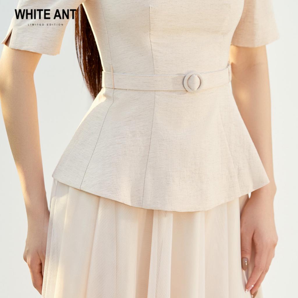 Áo Peplum Nữ WHITE ANT JORDAN PEPLUM SHIRT Thiết Kế Cổ Thuyền Sang Trọng, Chiết Eo Siêu Tôn Dáng 170300177