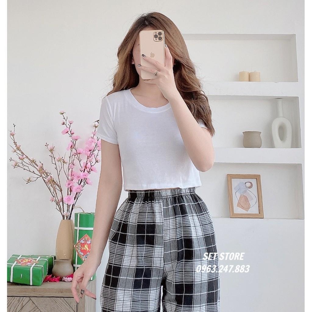 ÁO CROPTOP [ VIDEO THẬT ] ÁO NỮ DÁNG OM 2 MÀU ĐEN TRẮNG CO DÃN HALEY - A02