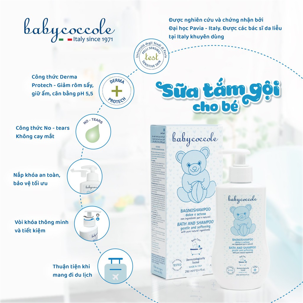 BABYCOCCOLE - Sữa tắm giữ ẩm chiết xuất hoa sen Babycoccle dành cho trẻ em sơ sinh 250ml