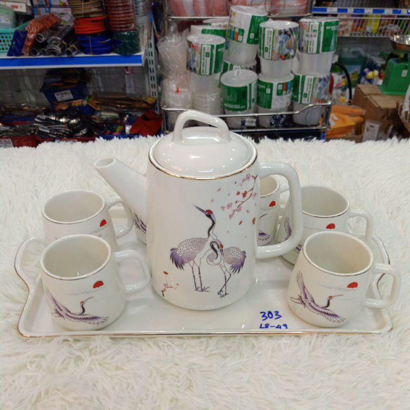 Bộ tách trà khay hình hạc L8-49