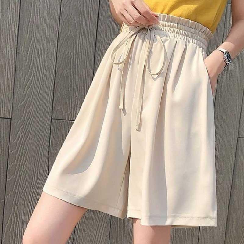 Quần Đùi Thể Thao Nữ Quần Ống Rộng Lưng Cao Quần Lửng Ống Rộng