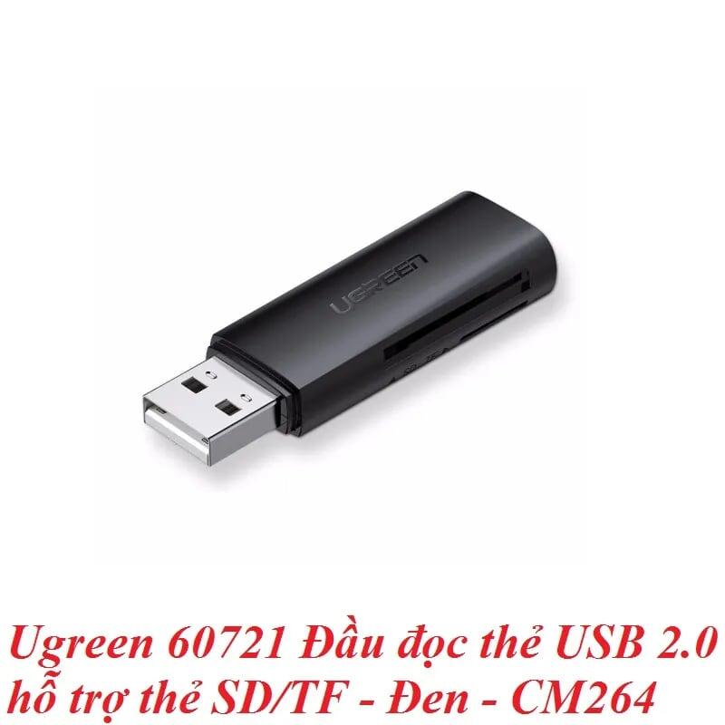 Ugreen UG60721CM264TK Màu Đen Đầu đọc thẻ USB 2.0 hỗ trợ thẻ SD/TF - HÀNG CHÍNH HÃNG