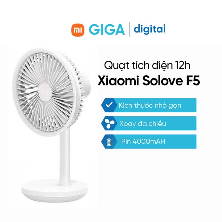 Quạt tích điện để bàn 12h Xiaomi Solove F5 - Hàng Chính hãng