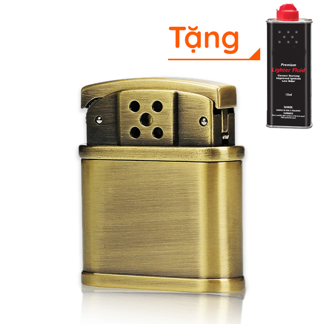 Combo Hộp Qụet Bật Lửa Xăng Đá HY683 Thiết Kế Độc Lạ Sang Trọng Màu Vàng + Tặng Bình Xăng Chuyên Dụng Cho Bật Lửa Xăng Đá Cao Cấp