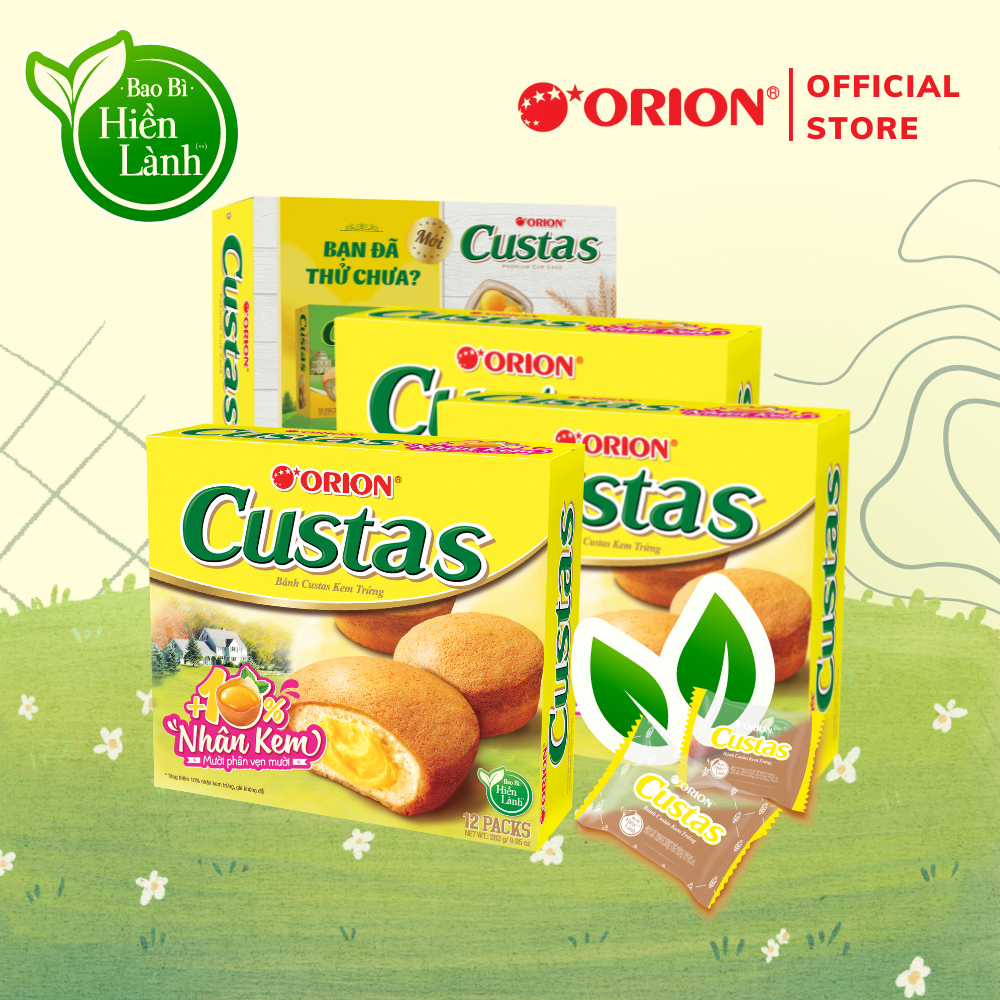 Combo 4 hộp bánh Custas Orion vị kem trứng (282g x 4 hộp)