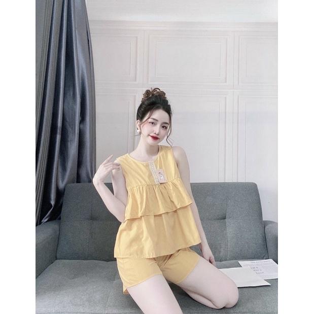 Đồ Ngủ Nữ, Đồ Bộ Mặc Nhà Nữ, Đồ Ngủ đũi Nữ, Đồ Bộ Baby Doll, chất vải đũi Quảng Châu, Freesize < 58kg
