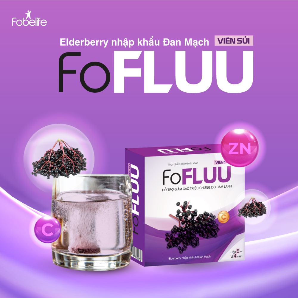 Viên Sủi Trái Cây Fofluu Giúp Giảm Nhanh Cảm Lạnh, Dùng Được Cho Phụ Nữ Mang Thai Hộp 20 Viên