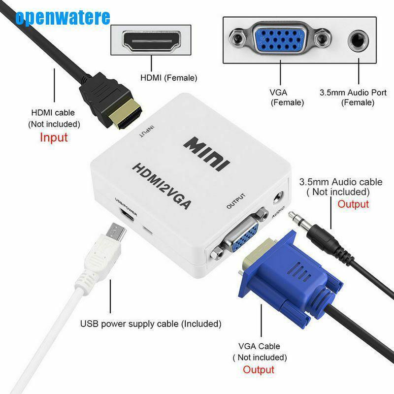 Bộ Chuyển Đổi Vga Sang Hdmi Full Hd 1080p Cho Pc Laptop Dvd Hdtv