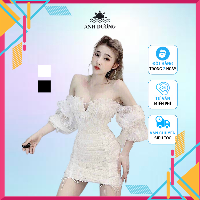 Đầm body sexy ren nhún 2 lớp có lót 2021