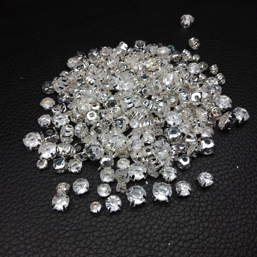 8-10pack 100 Pieces Diamante Sew On Crystals Rhinestone Beads Embellishment 7mm