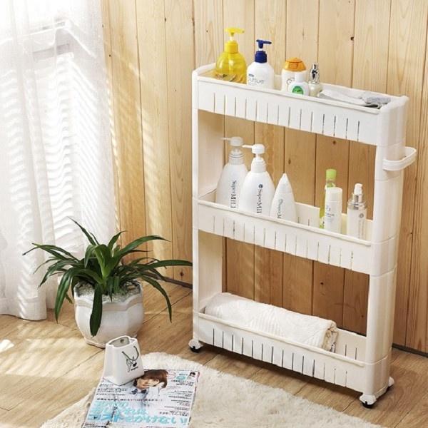 Kệ để đồ 3 tầng đa năng thông minh có 4 bánh xe tiện lợi - kệ để gia vị , để đồ nhà tắm - T2K Max