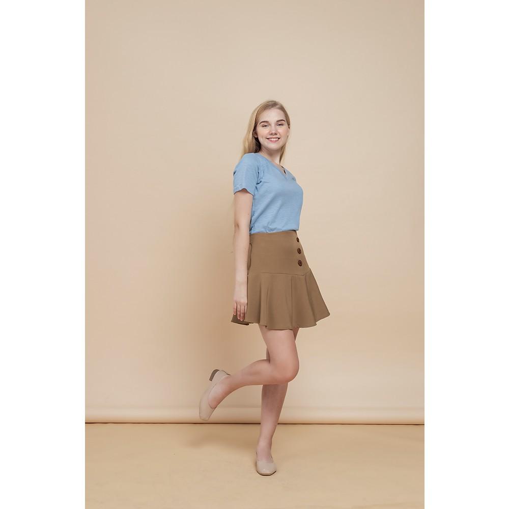 Áo thun nữ Callia Lisa Blue cổ V tay ngắn