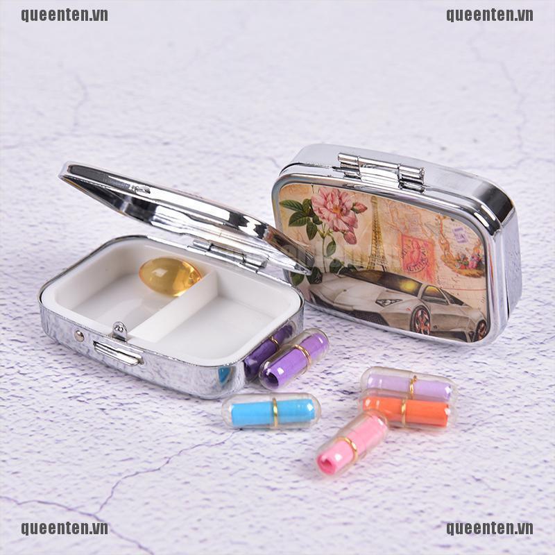 Square Metal Folding case Medicine Organizer Box Storage Container QUVN