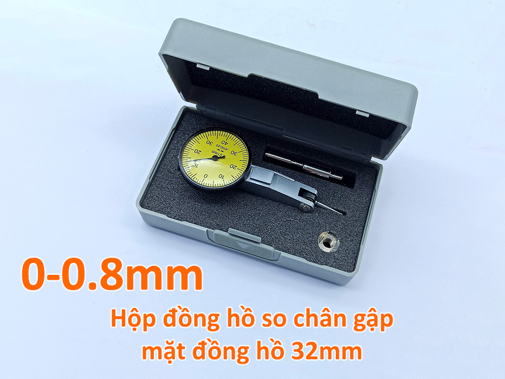 Đồng hồ so cơ khí chân gập 0-0.8mm độ chia 0.01mm mặt Φ32mm