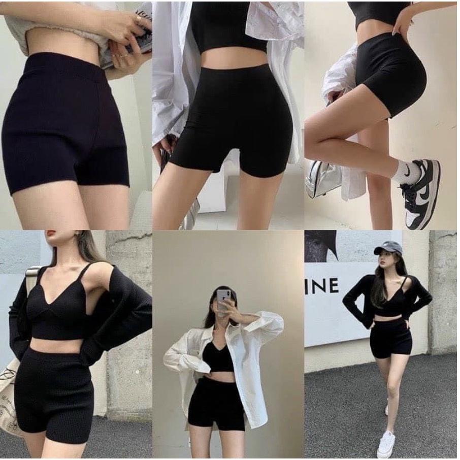 Quần legging đùi biker short lửng dáng ngắn nữ mùa hè chất cotton mát co giãn mềm mại