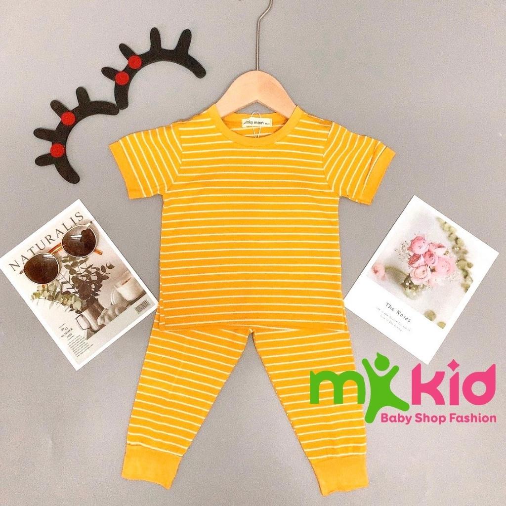 Bộ Tay Ngắn, Quần Dài THUN LẠNH MINKY MOM Sọc Kẻ Ngang Dễ Thương Cho Bé Trai bé Gái